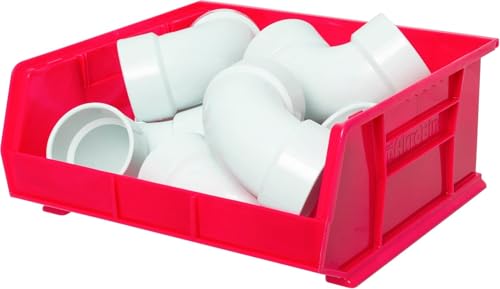 Akro-Mils 30250 AkroBins Plastic Storage Bins, Space-Saving Stackable Bins for Garage, Pantry, Craft Organization, 15" x 16" x 7", Red, 6-Pack - color: Red