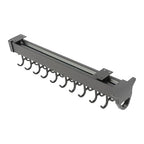 Pull Out Broom Holder Wall Mount, 20-Hook Slide Rail Organizer with Damping System, 66lb Heavy Duty Brooms and Mops Pull Out Storage Rack for Brooms/Mops/Clothes, Laundry Room & Kitchen, Black