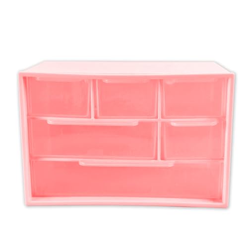 Mini Desk Drawer Organizer with 6 Clear Drawers - 7" x 3.9" x 4.7" Small Plastic Storage Box for Office, Classroom, Crafts, and Home Desktop Organization
