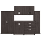 Bush Business Furniture Universal 6 Piece Modular Closet Storage Set with Floor and Wall Cabinets in Storm Gray
