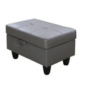 Ottoman Storage Ottoman Bench Faux Leather Footrest Footstool with Hinged Lid for Living Room, Bedroom, Entryway, Dark Grey, 28.5"X19"X17.5" - color: Dark Grey