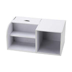 KINGFOM Desk Organizer Office Supplies Caddy Pu Leather Multi-function Storage Box Pen/Pencil,Cell phone, Business Name Cards Remote Control Holder with Small Drawer White - color: White