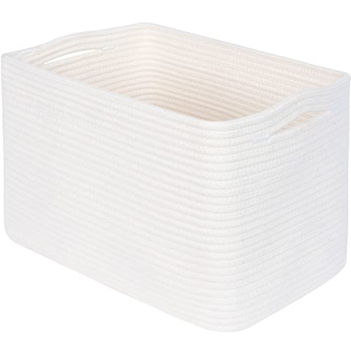 MINTWOOD Design Storage Basket for Shelves, Decorative Baskets for Organizing, Book Basket, Storage Cube Bin Box, Woven Closet Organizer, Pantry Closet and Shoe Basket, Creamy White - color: Creamy White