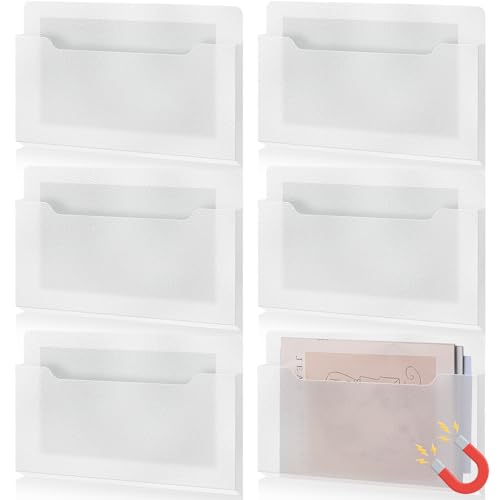 Fuutreo 6 Pcs Magnetic Wall File Organizer Magnetic Wall File Holder Refrigerator Magazine Holder for Mail Letters Paper(Clear,Horizontal-large) - color: Clear, size: Horizontal-Large
