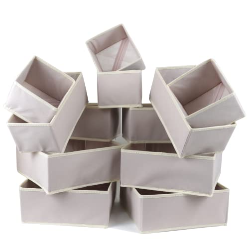 Fordonral 12 Pack Drawer Organizer Clothes, Foldable Fabric Dresser Organizer Closet Organizers and Storage Box for Underwear,Folded Clothes,Baby Clothing,Socks,Bra,Towels,Ties(12 Pack,Pink) - color: Pink, size: 12 Pack