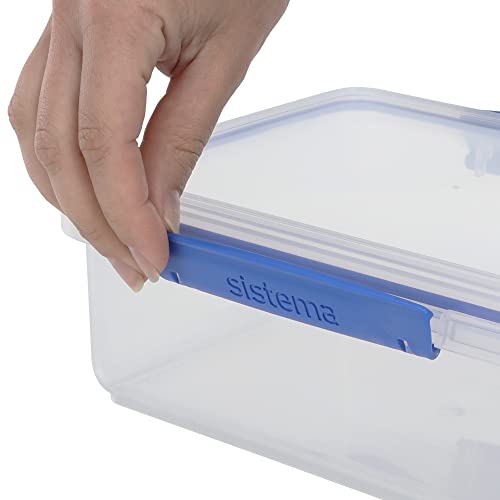 Sistema KLIP IT Rectangular Collection Food Storage Container, 33.8 oz./1.0 L, Clear/Blue, 3 Count - size: 3-Piece (33.8 oz), style: Set of 3