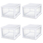 Sterilite 12-Pack 27 Quart Stacking Drawer, Clear Storage Closet Organizer, White Frame - Stackable Modular Plastic Drawers for Clothes, Accessories, Craft Supplies, Shoes or Linens - size: 27 Quart, style: 12 Pack