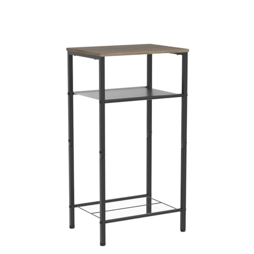 Hoctieon 2-Set 3 Tier End Table, Telephone Table Set of 2, Tall Side Table with Storage Set of 2, Small Nightstand for Small Spaces, Metal Frame, for Living Room, Bedroom, Sofa Couch, Hallway, Greige - color: Greige, size: 2 Pack