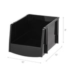 IRIS USA Extra Large Stackable Storage Bins, 6-Pack, 13"L x 10"W x 8"H, |Made in USA|, Plastic Open Front Shelf Bin for Organizing Parts, Hardware, Tools, Supplies, Garage Shelf, Pantry - Black - size: X Large - 6 Pack
