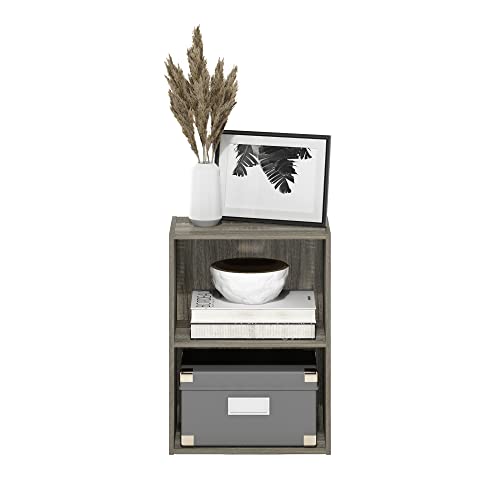 Furinno Luder Bookcase / Book / Storage, French Oak - color: French Oak, size: 2-Tier, 9 x 16 x 21