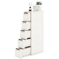 5 Drawers Narrow Storage Cabinet, Slim Bathroom Storage Cabinet, Plastic Rolling Cart Organizer for Small Spaces, Laundry, Office, Home, White - size: 5 Drawer