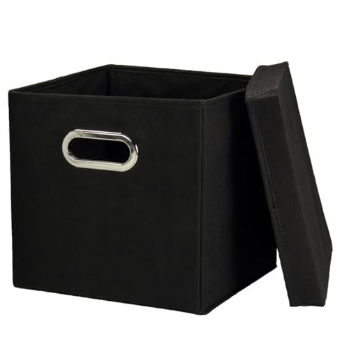 Household Essentials 34-1 Decorative Storage Cube Set with Removable Lids | Black | 2-Pack - size: 2 Count (Pack of 1)