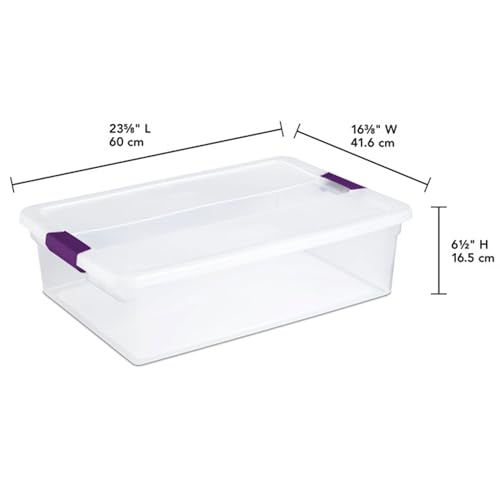 Sterilite 32 Qt ClearView Latch Storage Box, Stackable Bin with Latching Lid, Plastic Container to Organize Clothes Underbed, Clear Base, Lid, 6-Pack - size: 6 Pack, style: 32 Quart
