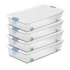 Sterilite 4-Pack 56 Quart Wheeled Latching Box, Underbed Clear Plastic Storage Organizer - Under Bed Rolling Container Bin with Lid and Wheels for Home or Dorm Bedrooms and Closets - size: 56 Quart, style: 4 Pack