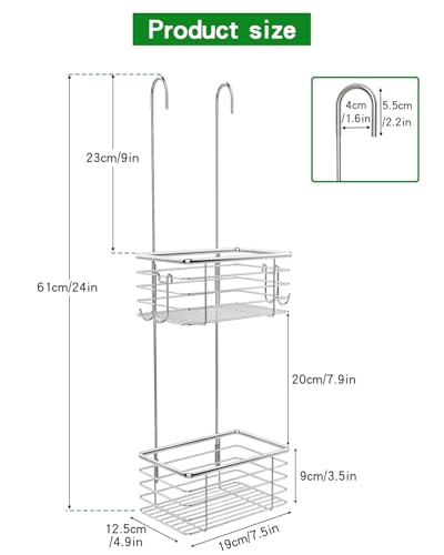 2-Tier shower caddy hanging,shower rack,small hanging bathroom organizer,bathroom door organizer,shower caddy over shower head - size: Narrow double-layer design