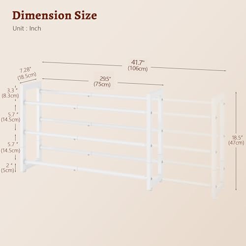 FAVOOSTY 3-Tier Expandable Shoe Rack, Adjustable Shoe Shelf Storage Organizer Space Saving Metal Free Standing Shoe Rack for Entryway Closet Doorway, White - color: White, size: 3 Tier