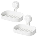 LEVERLOC Soap Holder Suction Cup for Shower, 2 Pack Bar Soap Dish Holder for Shower Wall Mounted NO-Drilling, Plastic Self Draining Removable Vacuum Suction for Bathroom Bathtub Sink - style: 2 tiers