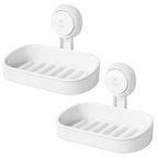 LEVERLOC Soap Holder Suction Cup for Shower, 2 Pack Bar Soap Dish Holder for Shower Wall Mounted NO-Drilling, Plastic Self Draining Removable Vacuum Suction for Bathroom Bathtub Sink - style: 2 tiers