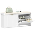 HOMCOM Shoe Bench with Padded Seat Cushion and 2 Flip-Drawers, Entryway Bench Holds up to 529lb, Shoe Cabinet, 40.9x10.2x18.7 Inches, White - color: White, size: 40.9" x 10.2" x 18.7"