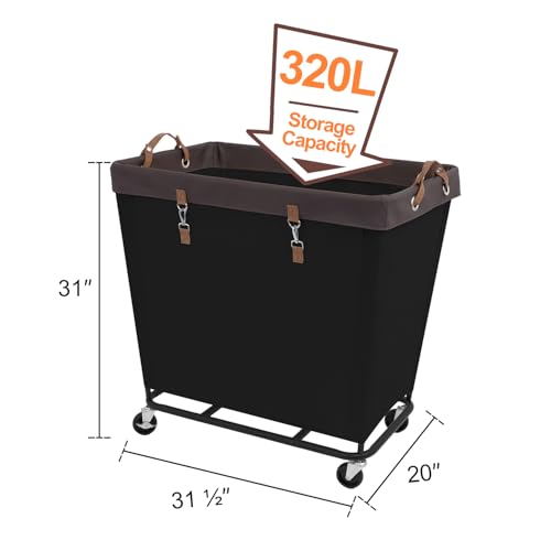 StorageWorks 320L Laundry Basket with Wheels, Extra Large Rolling Hampers for Clothing Organizer, Dirty Clothes Basket for Hote, Home, Closet, Dorm, Black - color: Black, size: 320L