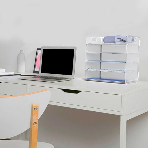 Letter Tray Paper Organizer 5-Tier Desk Organizer File Organizer Paper Holder with Handle, Metal Desktop Document Shelf Tray Office Classroom Organization - Silver - color: Silver