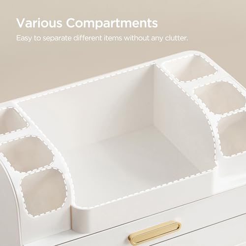 HBlife Makeup Organizer for Vanity with Brush Holder, Large Bathroom Countertop Cosmetic Organizer Skin Care Storage, Easy to Store Lipsticks, Nail Polishes, Perfumes, Eyeshadow Palettes, All White - color: All White
