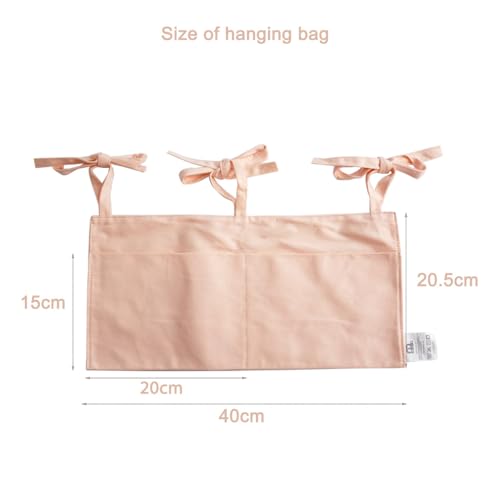 Baby Bedside Bag - 2 Pockets Crib Organizer Hanging for Crib,5 Colors Selection -Baby Toys Storage High-Capacity Baby Hanging Organizer (Apricot color) - color: Apricot color