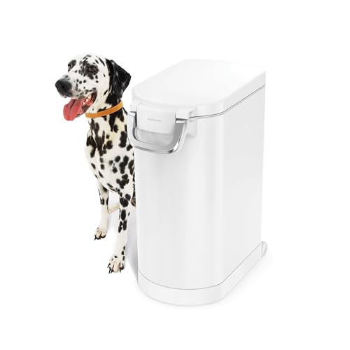 simplehuman 30 Liter, 32 lb / 14.5 kg Large Pet Food Storage Container for Dog Food, Cat Food, and Bird Feed, White - color: White, size: Large