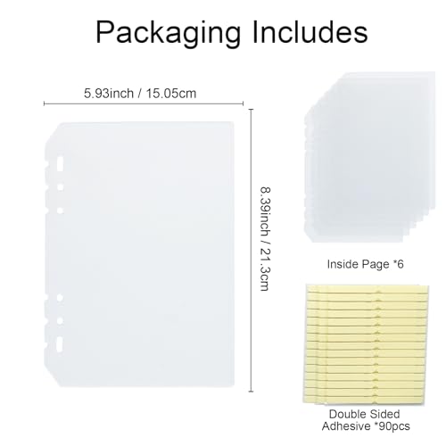 6 Sheets Press on Nail Organizer Book Insert Pages Medium Acrylic Nails Storage Box Insert Page Matte Packaging with Glue Strips Art Salon Supplies A5 Size - color: A5-6 Pages