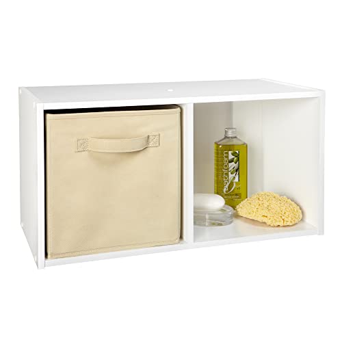 ClosetMaid Cubeicals 2 Cube Storage Shelf Organizer Bookshelf, Stackable or Hanging Wall Mount, Easy Assembly, White Wood Finish - color: White, size: 2-Cube