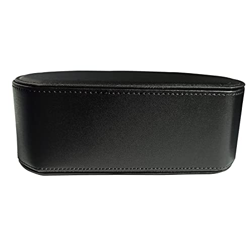 Leather Remote Control Holder with 5 Compartments TV Remote Caddy Storage Box/Tray,Desktop Organizer Store Controller,Glasses,Brush,Media Player,Pen,Space Saver for Bedside Table/Office Desk(Black) - color: black