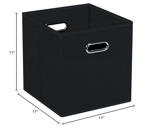 STOREONE Fabric Storage Bins Cubes Baskets Containers-(11X11X11) with Dual Handles for Shelf Closet, Nursery Home ， Bedroom Organizers, Foldable Set of 1 (black) - color: Black, size: 1 pack