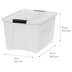IRIS USA 40 Qt Stackable Plastic Storage Bins with Lids, 4 Pack - BPA-Free, Made in USA - Discreet Organizing Solution, Latches, Durable Nestable Containers, Secure Pull Handle - Pearl - size: 40 Qt, style: 4 Pack