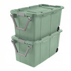 40 Gallon Wheeled Storage Tote with Lid – Heavy Duty Rolling Storage Bin with Ergonomic Handle & Secure Latches – Large Plastic Stackable Container for Garage Basement Workshop (Green) - size: Green