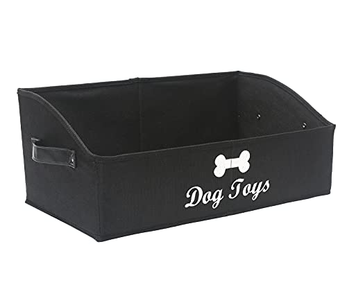 Morezi Linen-cotton blend dog toy basket and dog toy box, dog toy basket storage - Perfect for organizing pet toys, blankets, leashes, chew toys - Black - Dog - color: Dog Black