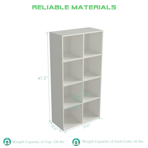 OSCHF 8-Cube Storage Shelf Bookcase - Wooden 4-Tier Floor Standing Open Bookshelf, Modern TV Stand up to 55 Inchs for Home and Office, Warm White - color: Warm White, size: 8-Cube