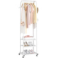 Kaitiemoo Heavy Duty Clothing Rack with Wheels,Modern Garment Rack with 3 Metal Shelves, 71.8Inches Display Rack for Hanging Clothes, Hanging Rod for Small Spaces,White - color: White