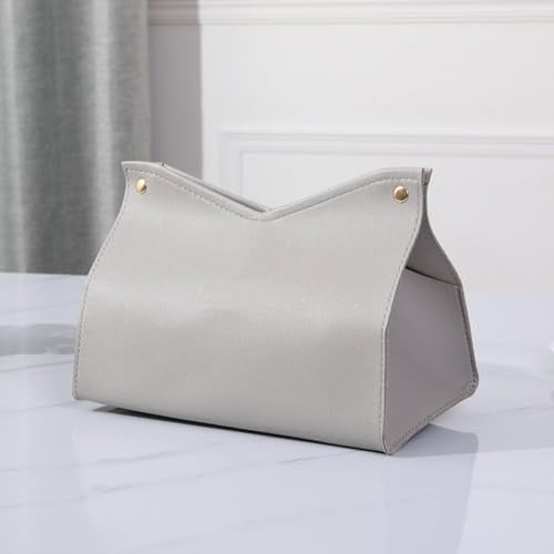 1PCS PU Leather Tissue Box Cover, Rectangle Facial Paper Organizer Dispenser, Modern Tissue Case Holder for Vanity Countertop Nightstands Living Room Office Desk Car (Gray) - color: Gray