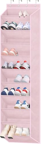 SLEEPING LAMB Over The Door Shoe Organizer for Closet, Kids Sneaker Storage for Hanging Shoe Rack for Door with Large Deep Pockets for Toddler, Girl, Baby Room Decor, Pink - color: Pink, size: 71''