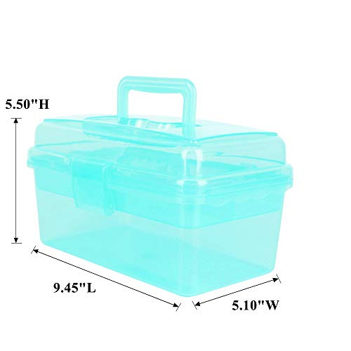 BangQiao Multipurpose Plastic Art and Craft Supply Storage Container Bin Case with Removable Tray and Handle, First Aid Box Organizer, Clear&Green - color: clear/green