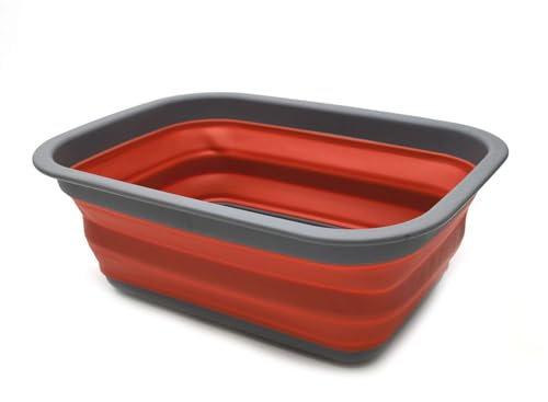 SAMMART 9.2L (2.37Gallon) Collapsible Tub - Portable Outdoor Picnic Basket/Crater - Foldable Shopping Bag - Space Saving Storage Container (M, Terracotta) - color: Terracotta