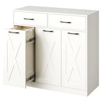 Herture Laundry Hamper Cabinet, Laundry Basket 3 Section with 2 Storage Drawers, Laundry Sorter with Pull-Out Removable Large Bags, 3 x 15.87 Gallons (60L), for Laundry Room Bathroom, White YL01XLW