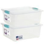 Tribello Plastic Storage Containers, 12 Qt, Clear with Lids, 2 Pack, Made in USA (Deep - 14 x 11 x 6) - size: (Deep - 14 x 11.5 x 6)