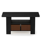 Furinno Andrey Coffee Table with Bin Drawer, Americano/Medium Brown, Small Non-Lift Top - color: Americano/Medium Brown, style: 2 Bin