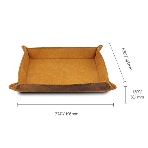 Londo Genuine Leather Tray Organizer - Practical Lightweight Water Resistant Computer Table Desk Storage Box for Wallets, Watches, Keys, Coins, Cell Phones and Office Equipment - color: Camel