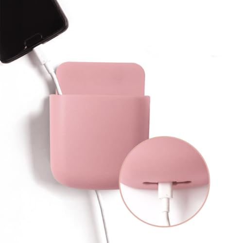 1Pcs Multi-Purpose Adhesive Wall Mounted Storage Box No-Drill Plastic Organizer for Remote Control Phone and Small Items Compact Space Saving Design(Pink) - color: Pink
