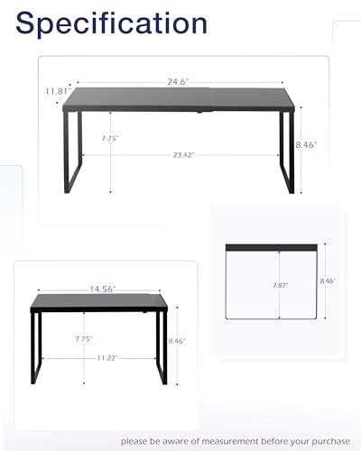 Nxconsu Cabinet Shelf Expandable Organizer Riser Rack for Kitchen Pantry Cupboard Under Sink Countertop Home Organization Extra Storage Space Saver Heavy Duty Metal Edgeless Design Black Extra Large - color: Black, size: 11.8’’D * 14.56-24.6’’W * 8.46’’H