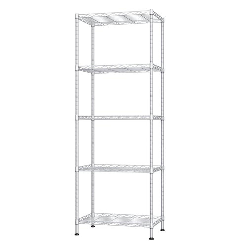 HOMEFORT 5-Shelving Unit, Adjustable Wire Shelving, Metal Wire Shelf Rack Organizer for Kitchen, Pantry, Closet, Bathroom, Laundry,Sliver,21" W x 11" D x 53" H - color: Silver, size: 21"W x 11"D x 53"H