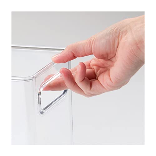mDesign Plastic Tall Food Storage Organization Container Bin with Handles for Kitchen, Pantry, Cabinet, Fridge/Freezer, Countertop - Organizer for Snacks/Appliances, Ligne Collection, 8 Pack, Clear - size: 10 x 5 x 8 (Pack of 8)