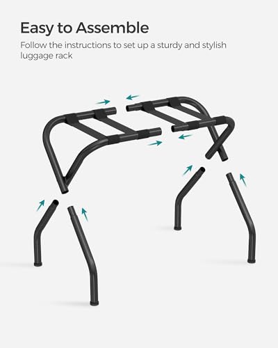 SONGMICS Luggage Rack for Guest Room, Set of 2 Suitcase Stands, Foldable Steel Frame, for Hotel, Bedroom, Holds up to 110 lb, 27.2 x 15 x 20.5 Inches, Black URLR001B02 - color: Black, style: Basics